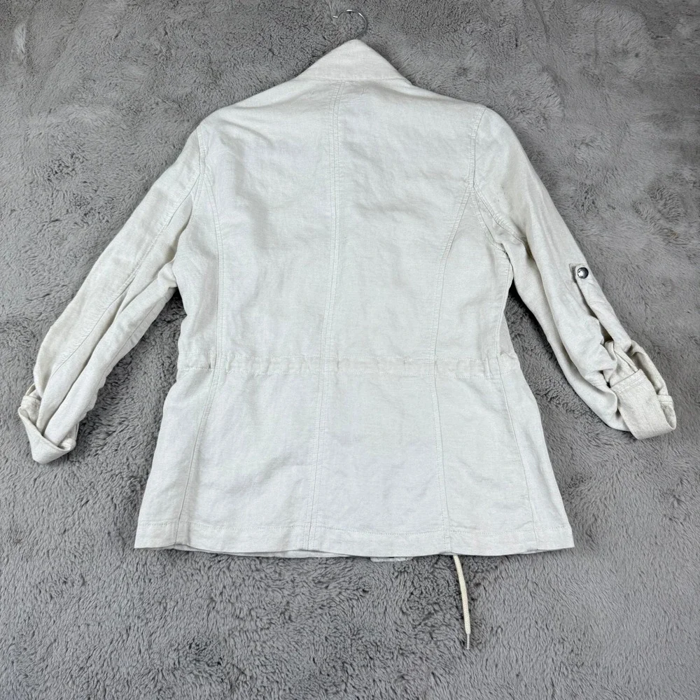 Max Jeans Utility Jacket‎ Lightweight Drawstring Waist Beige Linen Blend M